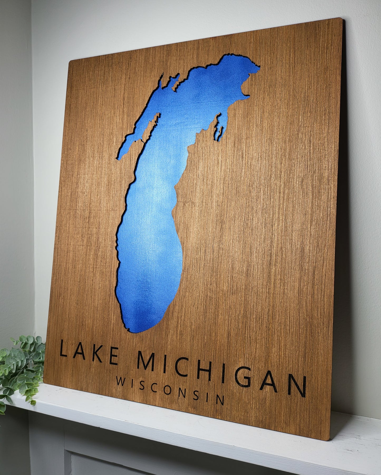 Any Lake - Custom Wood Lake Map - Wall Art- Dark Vintage & Blue