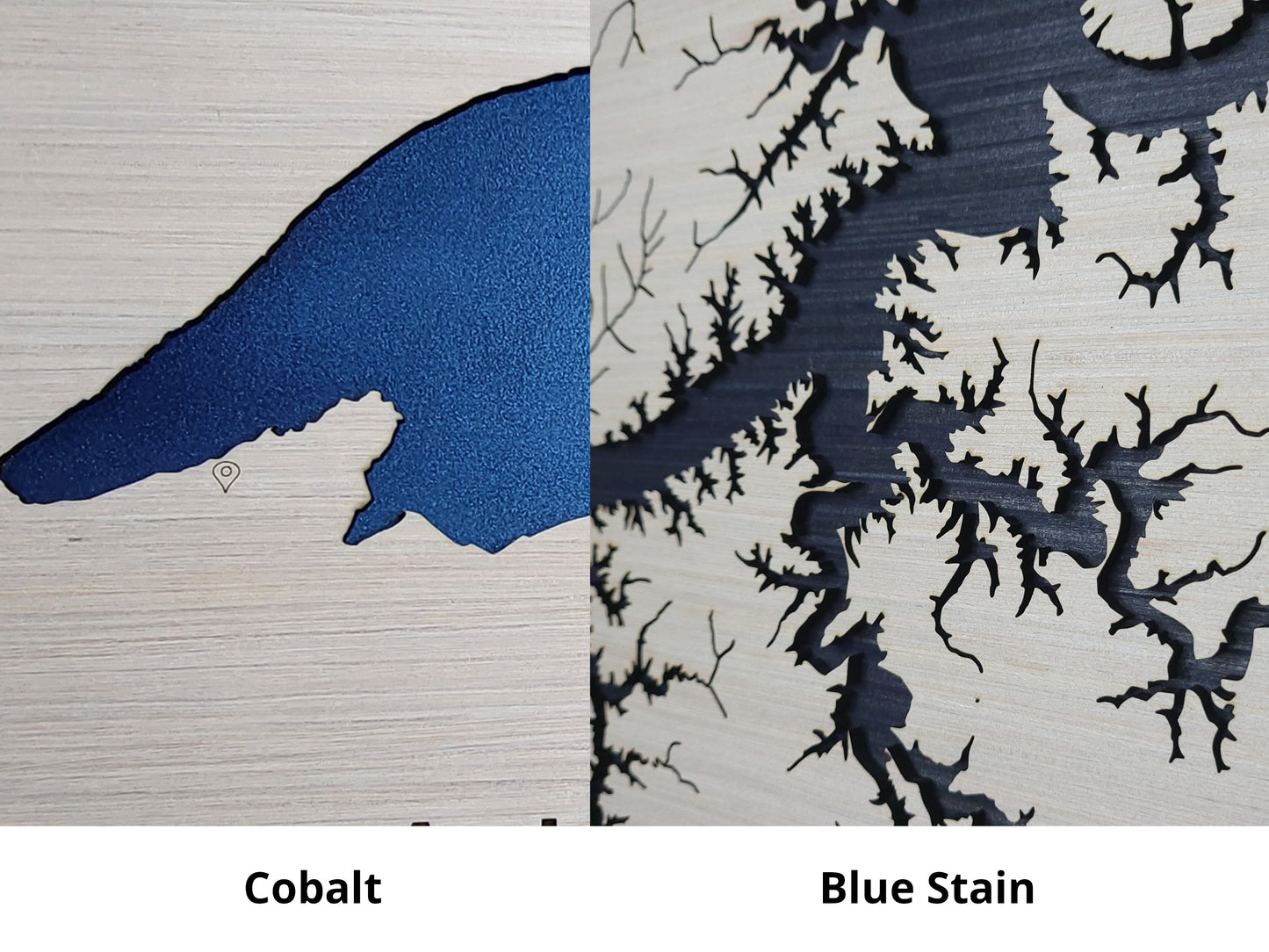Any Lake - Custom Wood Lake Map - Wall Art- White & Blue